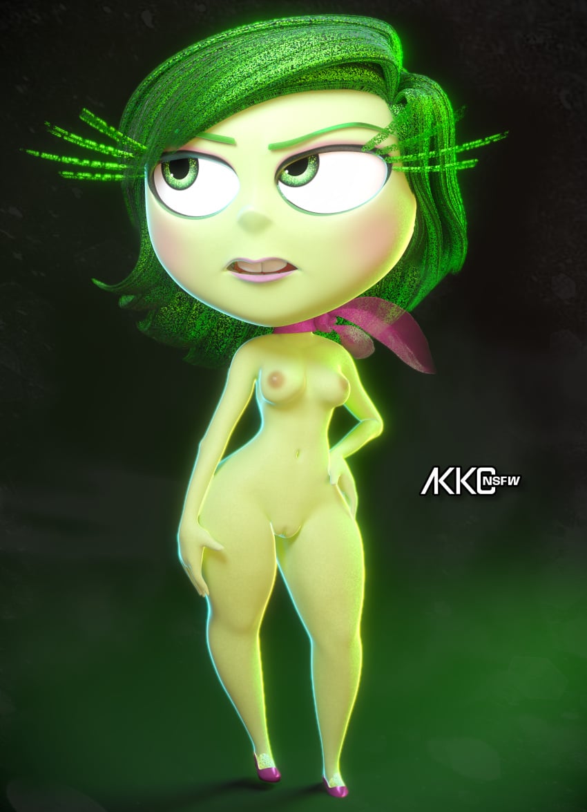 1girls 3d akkonsfw disgust_(inside_out) disney green_skin inside_out pixar self_upload tagme