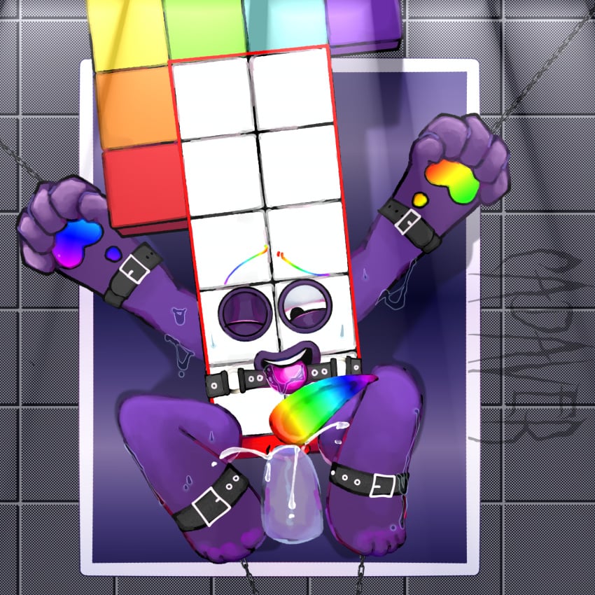 17_(numberblocks) 2males anal anal_penetration anal_sex chained_ankles chained_up chained_wrists chains collar_only cum cum_in_ass cum_inside gag gagged gay gay_sex number numberblocks paws pleasure_face rainbow_blocks rainbow_eyebrows rainbow_penis red_borders seventeen_(numberblocks) spread_legs submissive_male sweat sweatdrop sweating sweaty teeth teeth_showing tile_floor tiled_floor white_blocks