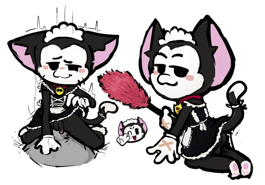 anal_sex anonymous_male blushing bottomless brawl_stars cat coffeecuntz feline furry kit_(brawl_stars) lifting_skirt maid maid_uniform male_only ridding tagme white_background