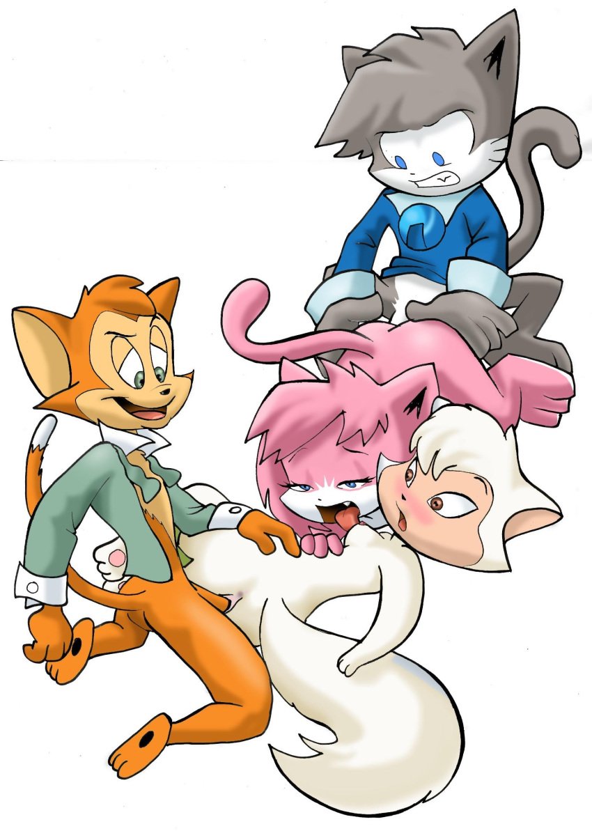 aeris artist_request cats_don't_dance crossover danny leo_(vg_cats) pink_hair sawyer vg_cats webcomic