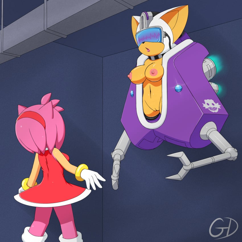 amy_rose anthro bat big_breasts breasts clothing erect_nipples female gevind gloves hair hedgehog hybrid machine mammal nipples nude pink_hair pussy robot rouge_the_bat short_hair sonic_(series) spread_legs spreading