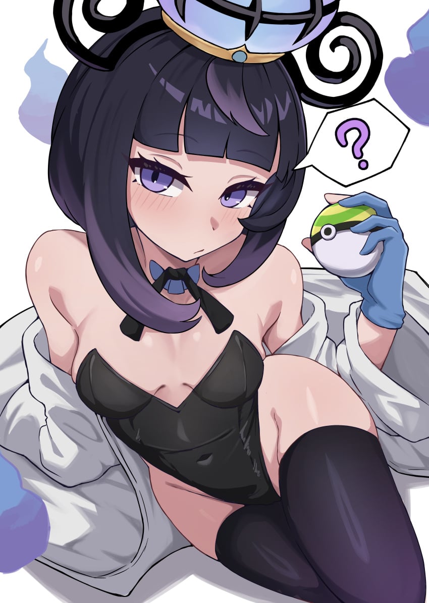 1girls blush breasts bunnysuit female female_only gwynn_(pokemon) hashira_14 leotard looking_at_viewer muku_(pokemon) nintendo pokemon pokemon_legends:_z-a solo thigh_highs thighhighs