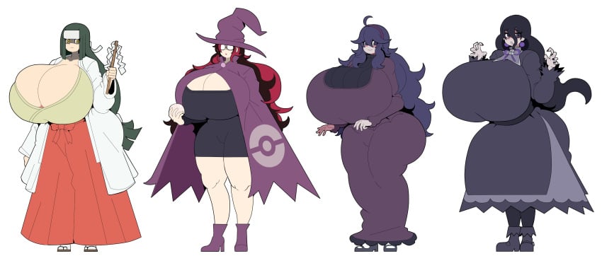 4girls arm_up arms_up ass barely_contained barely_contained_breasts big_ass big_breasts big_butt breasts bubble_ass bubble_butt butt casualdemo dress fat_ass fat_butt female female_focus female_only gigantic_breasts glaring glaring_at_viewer glasses goth goth_girl gothic_taco green_skin hex_maniac hex_maniac_(pokemon_legends:_z-a) hex_maniac_(pokemon_xy) huge_ass huge_breasts huge_butt in-franchise_crossover kimono large_ass large_breasts large_butt long_hair looking_at_viewer looking_pleasured make_up makeup massive_breasts pale-skinned_female pale_skin plump plump_ass plump_butt pokemon pokemon_frlg pokemon_legends_arceus pokemon_rgby pokemon_xy purple_eyes purple_hair purple_lips purple_lipstick round_ass round_butt sandals serious serious_face serious_look shoes skimpy skimpy_clothes skimpy_outfit thick_ass thick_butt white_skin white_skinned_female witch witch_hat yellow_hair
