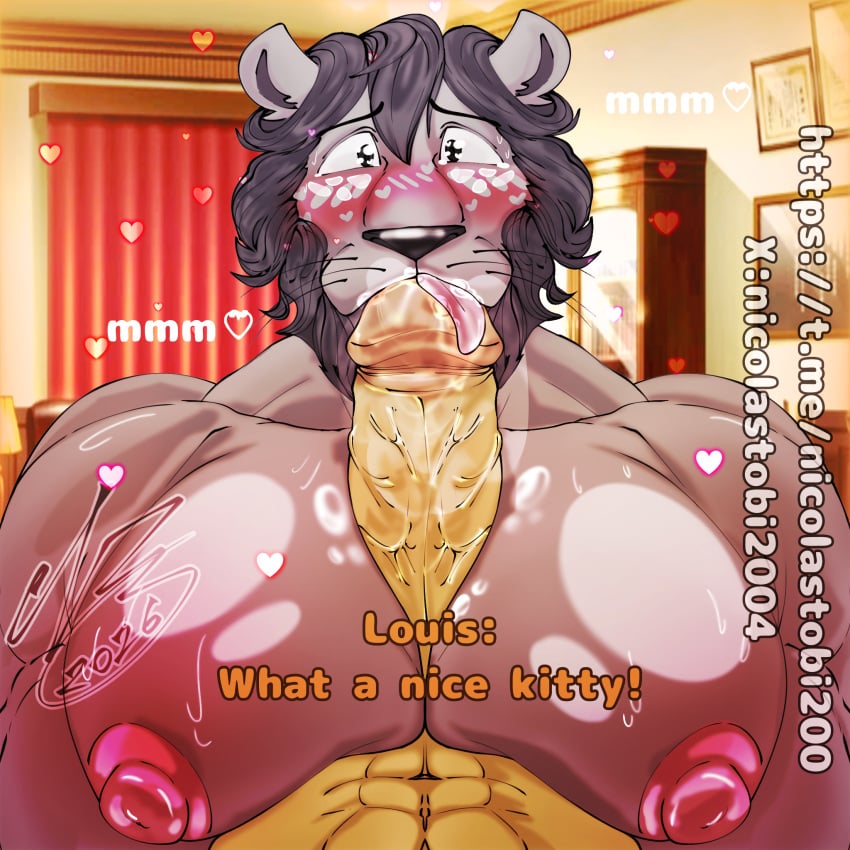 agata_(beastars) beastars big_breasts big_penis cum cum_on_breasts cum_on_face deer furry gay lion louis_(beastars) office oral oral_creampie oral_sex
