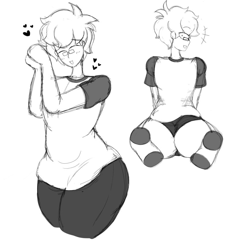 aqua_(thesushisensei) ass femboy glasses male_only on_knees plump_ass plump_cheeks socks thesushisensei thick thick_thighs thighs