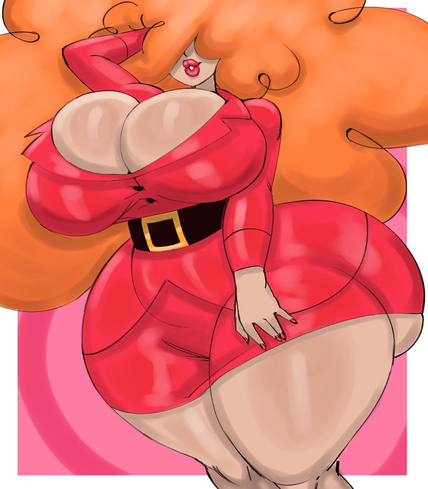 1girls auburn_hair big_breasts cartoon_network cleavage cleavage_overflow clothed clothing female geebie33 huge_breasts long_hair powerpuff_girls red_head sara_bellum thick_thighs voluptuous voluptuous_female wide_hips