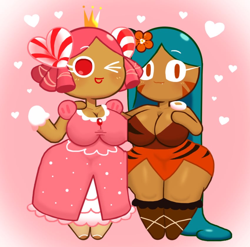 cookie_run duo duo_female duo_focus no_sex pangotime princess_cookie tiger_lily_cookie twins_(lore)