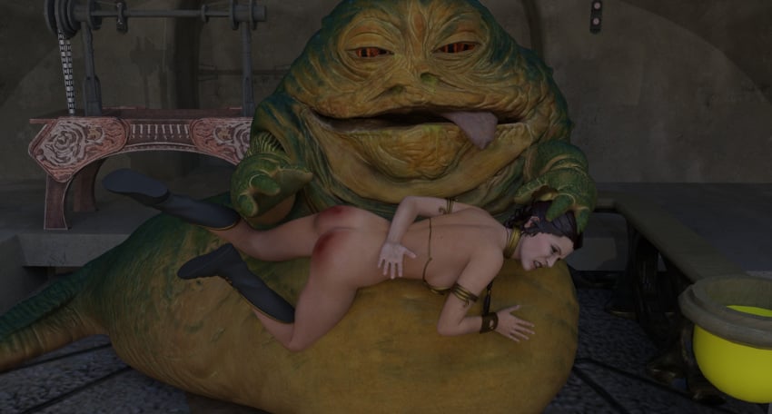 1boy 1girls 3d alien alien_boy armlet armwear background big_belly bikini bikini_top boots bracelet collar comicbookspankingfan completely_nude domination duo female femsub footwear front_view full_body head_grab holding human hutt indoors interspecies jabba's_palace jabba_the_hutt lying lying_on_person male maledom nude nude_female nude_male nudity on_person over_the_knee_spanking princess_leia_organa red_ass return_of_the_jedi shoes side_view slave slave_bikini slave_leia slave_outfit spank_marks spanked spanking star_wars straight submissive tatooine throne_room tongue tongue_out ugly_bastard ugly_man