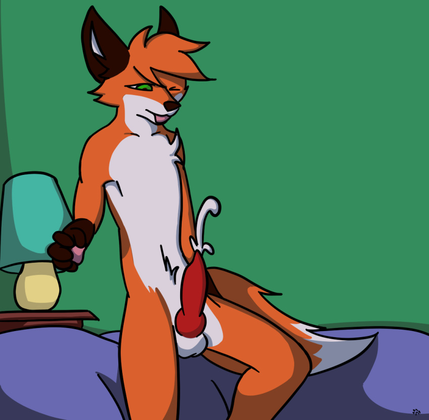 1boy anthro balls canine cum cumshot erection fox green_eyes handjob hi_res knot male male_only mammal martin_ballamore martinballamore nude orgasm penis simple_background solo