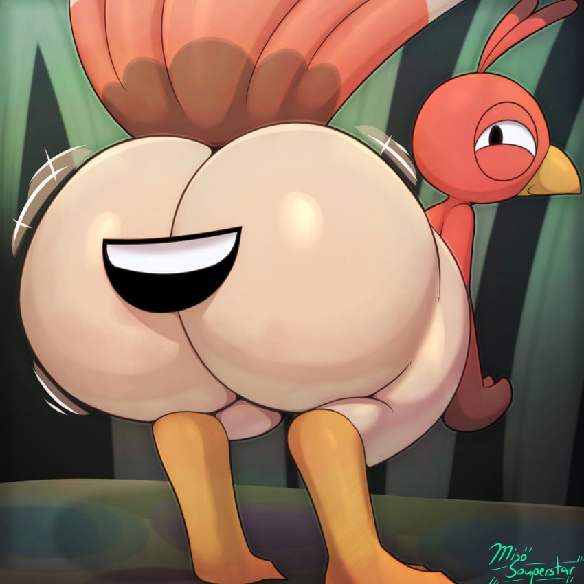 1:1 1ambiguous 2021 absurd_res ambiguous_gender anus_mouth ass ass_focus ass_jiggle avian beak bent_over big_ass bird black_eyes bouncing_ass brown_body brown_feathers bubble_butt color digital_media_(artwork) fat_ass feathers feral galliform hi_res huge_ass jiggling looking_at_viewer looking_back miitopia miso_souperstar motion_lines nude phasianid presenting presenting_ass presenting_hindquarters rear_view red_body red_feathers smile smiling smiling_at_viewer smirk solo tan_body tan_feathers thick_thighs turkey twerkey twerking vignette yellow_beak