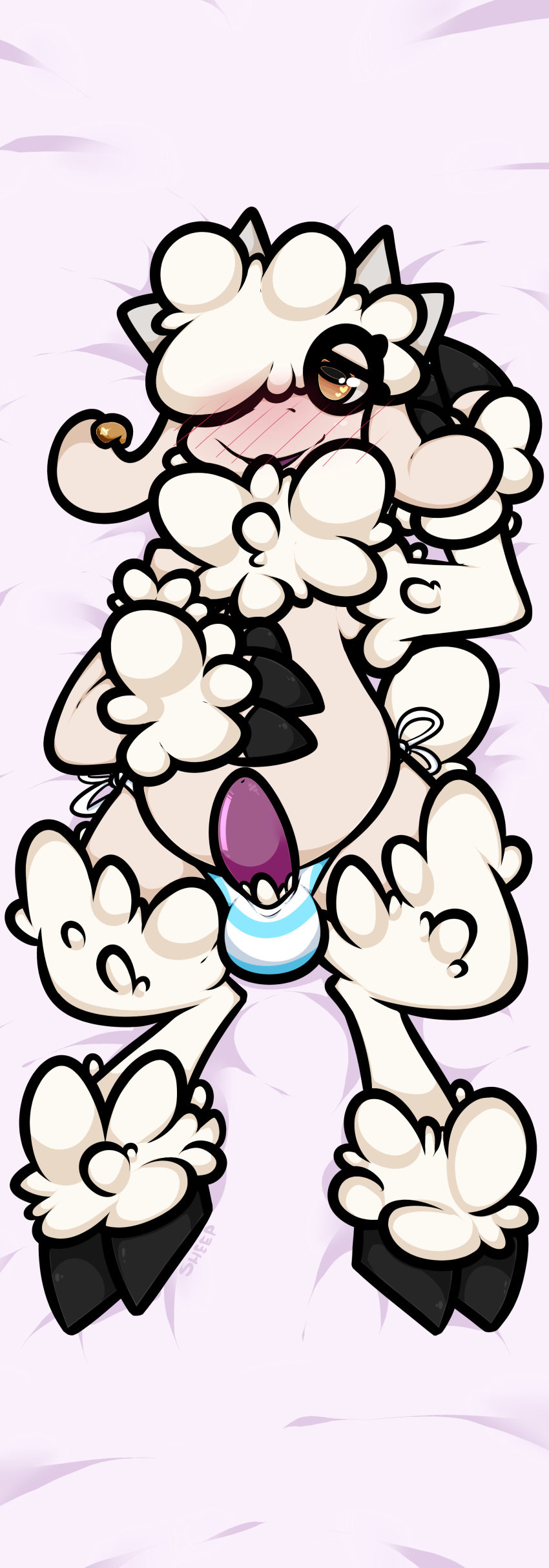 absurd_res balls blush bulge caprine dakimakura gail highres male male_only mammal penis sheep sheep_(artist) solo