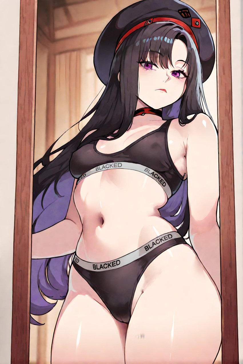 1female 1girls ai_generated blacked blacked_clothing blackedcommiss1 eunhwa eunhwa_(nikke) female goddess_of_victory:_nikke interracial looking_at_viewer