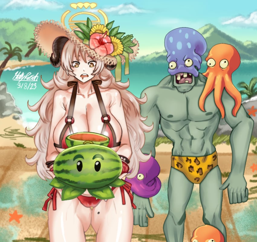1girls anthro anthrofied ass blue_archive breasts female izumi_(blue_archive) larger_female melon-pult_(pvz) octo_zombie_(pvz) plants_vs._zombies plants_vs_zombies popcap_games pussy slavsegger7 zombie_(pvz)