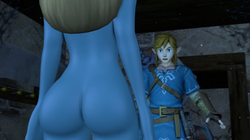 1boy 1girls 3d_(artwork) 3dhentaihero ass blonde_hair blue-skinned_female blue_skin butt clothed_male crossover elf female ghost ghost_girl imminent_sex light-blue-skinned_female light-blue_skin link link_(breath_of_the_wild) luigi&#039;s_mansion male mario_(series) melody_pianissima naked nintendo nude nude_female pointy_ears sfm the_legend_of_zelda the_legend_of_zelda:_breath_of_the_wild