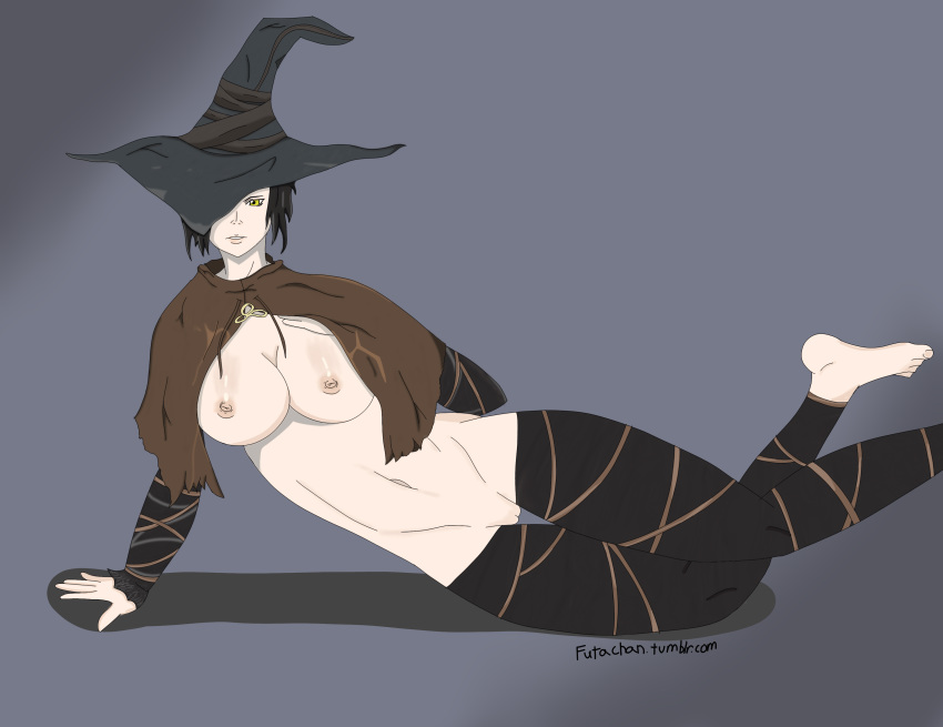 black_hair dark_souls dark_souls_3 female fromsoftware futachan karla_the_witch leggings solo tagme thick_thighs witch_hat yellow_eyes