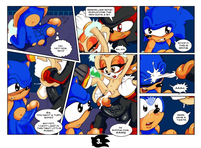 2016 anthro balls comic cream_the_rabbit cum cum_in_pussy cum_inside cum_on_face english_text erection female forced group hedgehog lagomorph male mammal neokat nude penetration penis pussy rabbit rape sex shadow_the_hedgehog sonic_(series) sonic_the_hedgehog text uncut vaginal_penetration