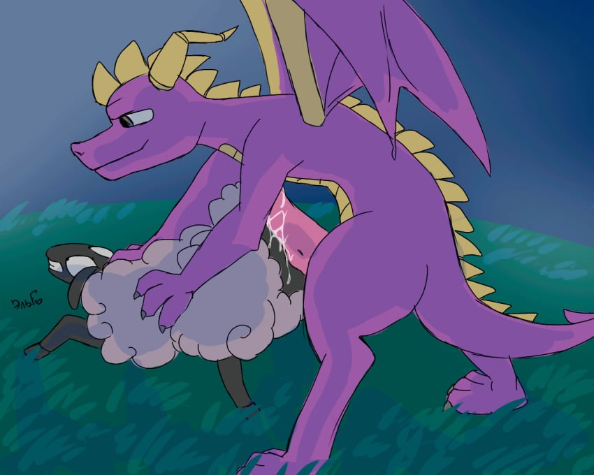 1boy 1girls animated buttjob caprine claws cum dragon duo female feral flower forced grass half-closed_eyes hi_res horn interspecies krazyelf larger_male looking_down male mammal marble membranous_wings penis pinned plant purple_scales pussy rape scales scalie sheep size_difference smaller_female spyro spyro_the_dragon straight tapering_penis teeth text video_games watermark wings