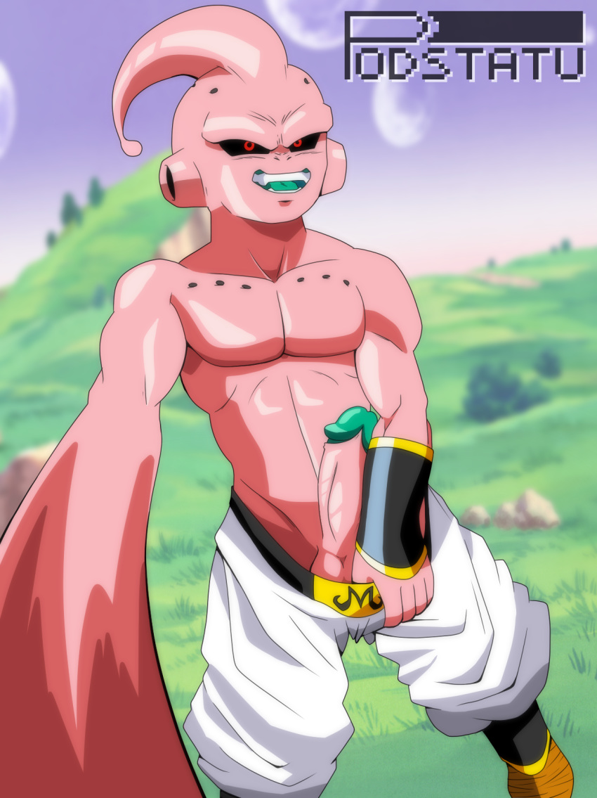 1boy big_penis dragon_ball dragon_ball_z erection flashing gay kid_buu majin_buu male male_only monster pants_down pants_pull pants_pulled_down podstatu presenting_penis showing solo yaoi