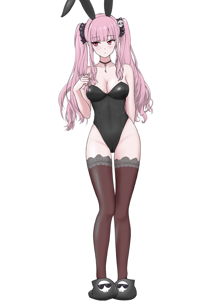 1girls 711pan adult adult_female bare_arms bare_chest bare_hands bare_hips bare_shoulders bare_skin bare_thighs belly belly_button black_bunny_ears black_bunnygirl_costume black_bunnysuit black_hairband black_leggings black_legwear black_leotard black_stockings black_thigh_highs black_thighhighs black_topwear blunt_bangs breasts bunny_ears bunnygirl bunnygirl_outfit calves cleavage collarbone exposed_arms exposed_chest exposed_hips exposed_shoulders exposed_skin exposed_thighs feet female female_focus female_only fingers full_body groin hair_between_eyes hair_tie hairband high_resolution highres hololive hourglass_figure knees lean_figure leggings legs legwear leotard lips long_hair mature mature_female medium_breasts midriff mori_calliope narrow_waist navel necklace over-kneehighs parted_bangs pink_eyebrows pink_eyes pink_eyes_female pink_hair pink_hair_female scrunchie shoulders simple_background slender_body slender_waist slim_waist slippers solo standing stockings thigh_gap thigh_highs thighhighs thighs topwear twintails twintails_(hairstyle) wavy_hair white_background wide_hips