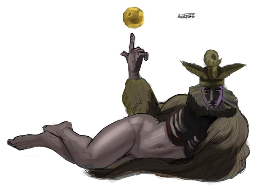 blatodeo002 bottomless expressionless fear_and_hunger fear_and_hunger:_termina feet full_body jester jester_hat jester_outfit looking_at_viewer male male_only muscidae no_visible_genitalia on_side per&#039;kele solo