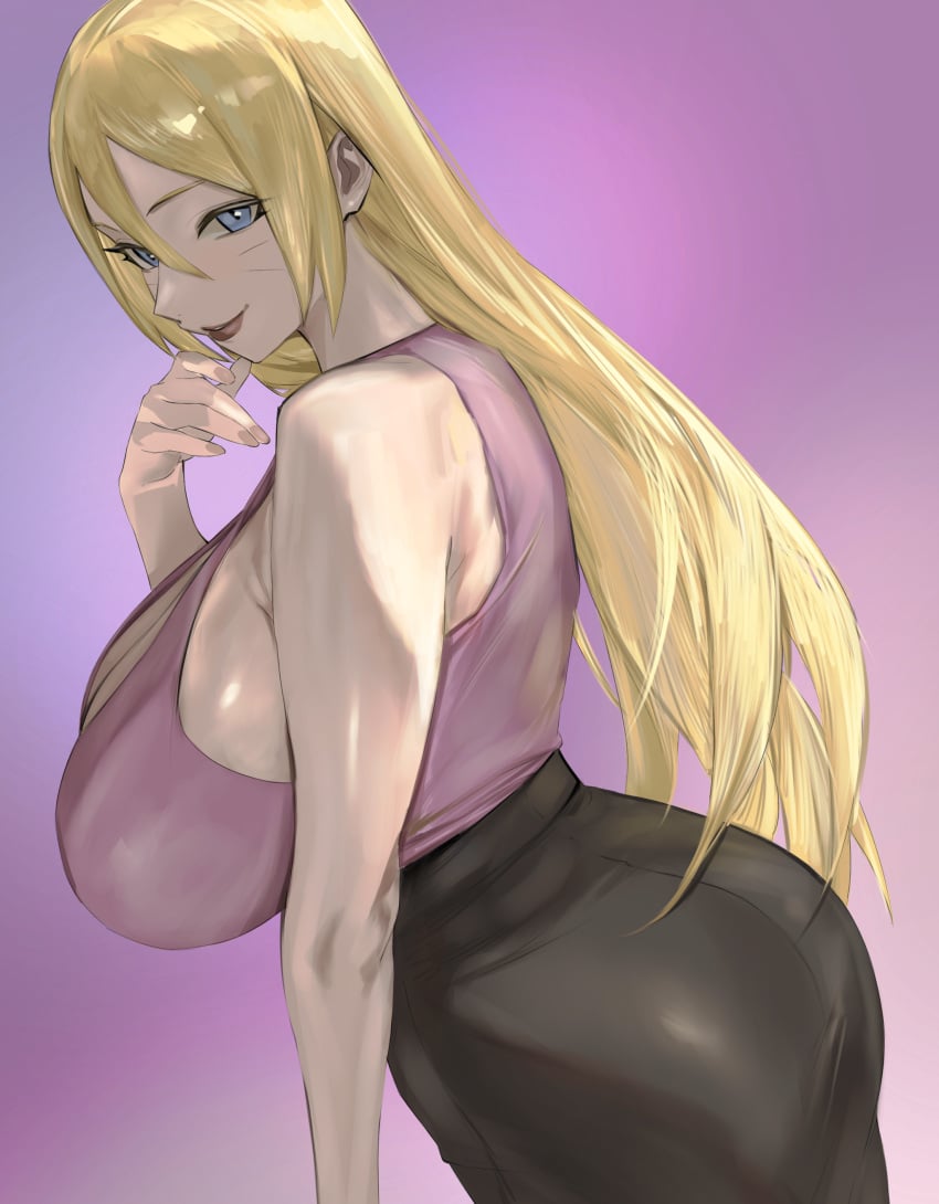 1girls ass_focus bare_chest bare_shoulders big_ass big_breasts black_skirt blonde_hair blue_eyes boruko boruto:_naruto_next_generations breasts busty canon_genderswap cleavage clothing dress exposed_shoulders eyelashes facial_markings female female_only gender_transformation genderswap genderswap_(mtf) hair_down hard_nipples huge_ass long_hair nail_polish naruto naruto_(series) no_bra no_bra_under_clothes non-nude off_shoulder oppai pencil_skirt pinup presenting_ass rear_view revealing_clothes round_ass rule_63 sexy_no_jutsu sideboob skirt smile solo taiyangyu tight_skirt uzumaki_boruto visible_nipples whisker_markings whiskers