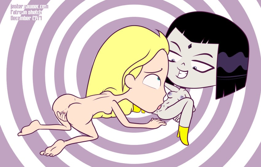 2girls accurate_art_style blargsnarf cunnilingus dc dc_comics female female_only lady_legasus multiple_girls oral rachel_roth raven_(dc) smooth_skin teen_titans teen_titans_go terra terra_(dc) yuri