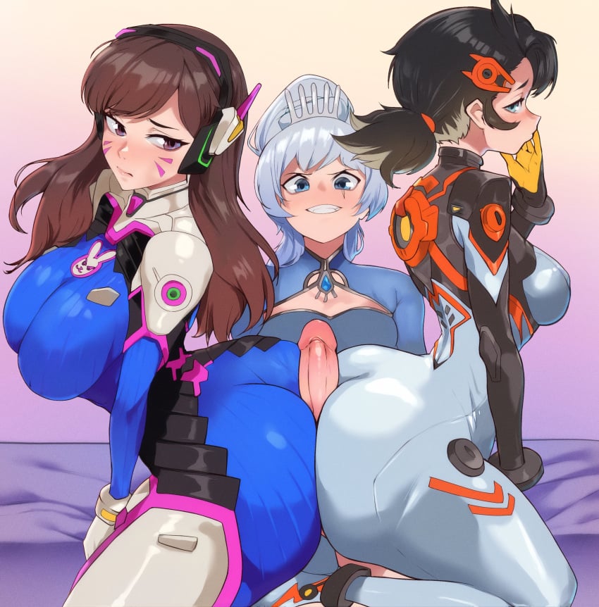 d.va futa_on_female futanari huge_ass large_breasts large_penis light-skinned_female light-skinned_futanari long_hair marvel marvel_rivals overwatch peni_parker rwby short_hair someone19912 thick_thighs tight_clothing weiss_schnee
