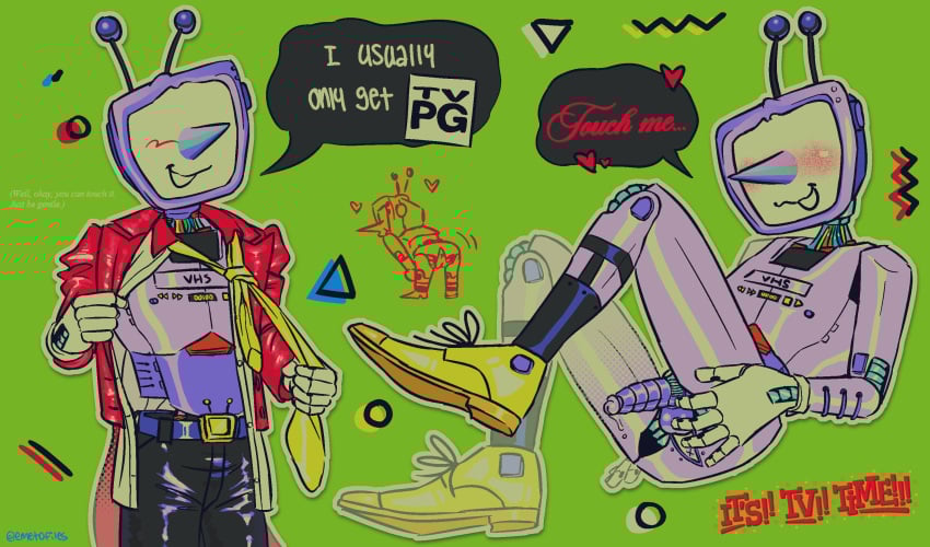 1boy cock deltarune deltarune_chapter_3 emetofiles english_text male male_only no_eyes partially_clothed robot robot_boy sock_garters suit suit_and_tie tenna_(deltarune) tv_head tv_head_robot