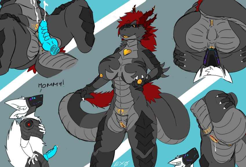 2_horns anthro anus ass belly_tattoo big_breasts big_butt big_tail blush bodily_fluids breasts cum cum_in_vagina cum_inside cum_on_belly cum_on_body dragon duo ejaculation erection excited exoticdragonbeing facesitting female fur genital_fluids genitals grey_body grinding hair hi_res horn knot knotted_penis leaking_cum leaking_precum looking_at_another machine male male/female mommy_kink multiple_poses mythological_creature mythological_scalie mythology nipples nude orgasm penis pose precum protogen red_hair scalie simple_background sitting_on_another size_difference smile spread_legs spreading tail tattoo text thick_thighs tongue vulva white_body yellow_tongue
