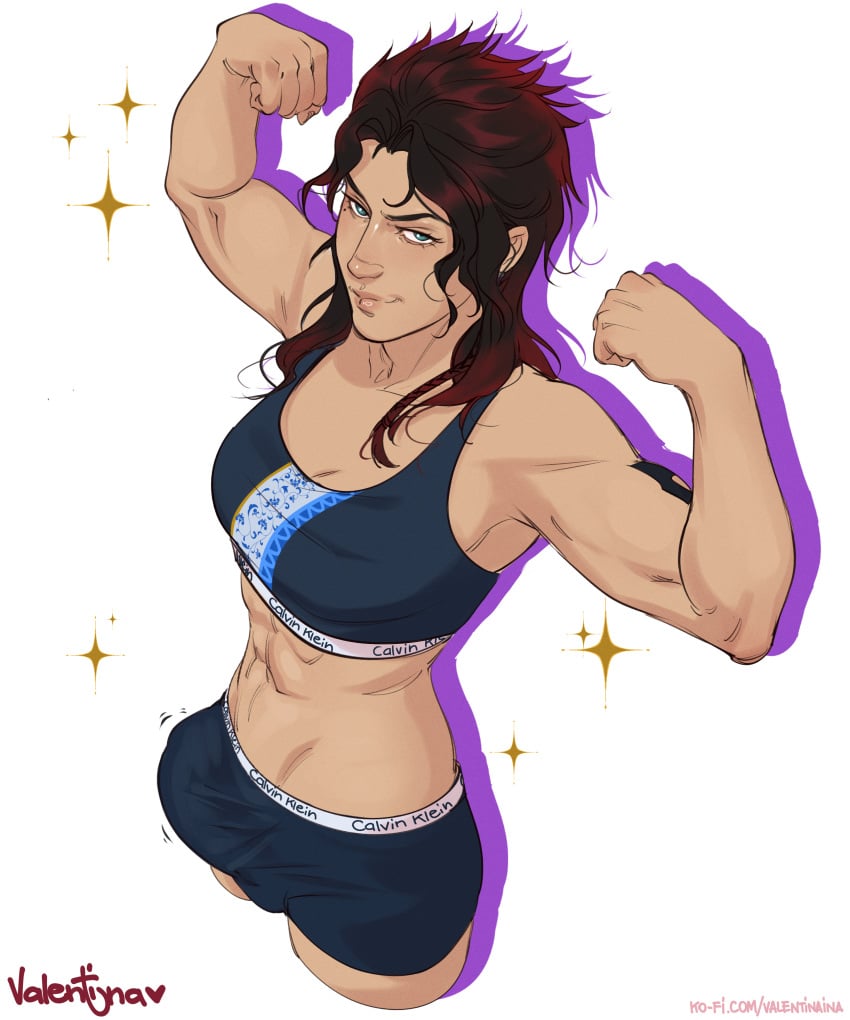 1futa bulge bulge_through_clothing calvin_klein clothed erection erection_under_clothes final_fantasy final_fantasy_xiii futanari muscles oerba_yun_fang_(ff_xiii) posing solo solo_focus sport_shorts sports_bra underwear valentinainat1