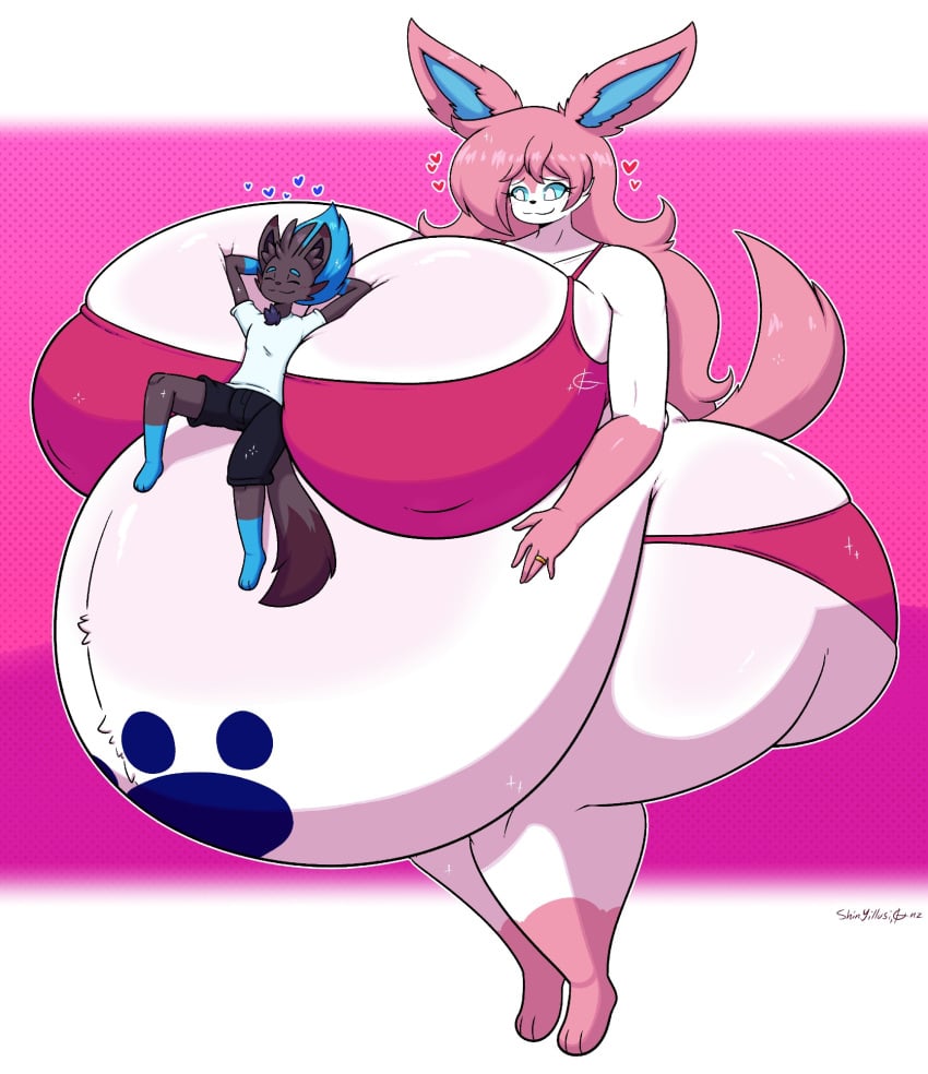 big_ass big_breasts breasts bubble_butt cleavage eeveelution huge_ass huge_breasts hyper_breasts pokemon pokemon_(species) pregnant ready_to_pop selene_(itsawulf) shinyillusionz sylveon tagme thick_thighs wide_hips zeke_the_zorua zorua