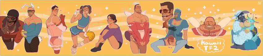 ass bara blush boxers bra broad_shoulders bunnysuit censored cheerleader chest_hair crossdressing crossdressing_male demoman demoman_(team_fortress_2) dress engineer engineer_(team_fortress_2) eyepatch fairy_wings femboy gag garter_straps goggles heavy_(team_fortress_2) heavy_weapons_guy holding_skirt kanataria lifting_skirt maid maid_uniform male medic_(team_fortress_2) miniskirt miss_pauling nurse pecs pectoral_cleavage pyro_(team_fortress_2) scout_(team_fortress_2) shy skimpy sniper_(team_fortress_2) soldier_(team_fortress_2) spy_(team_fortress_2) team_fortress_2 thighhighs twintails