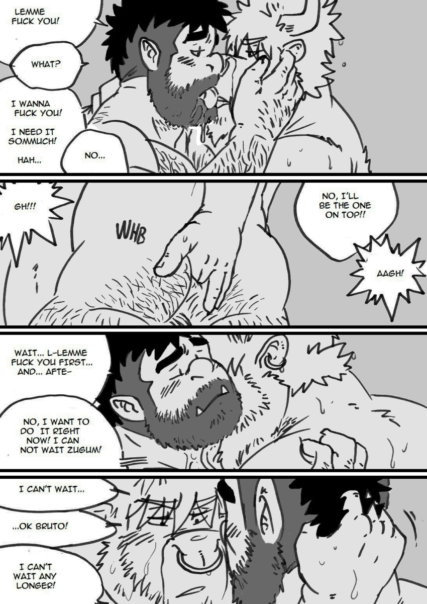 bovine comic gay hairy human humanoid husky92 kissing male male/male mammal minotaur nude orc orc_male yaoi