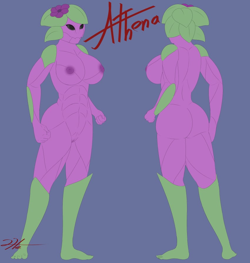 2016 abs alien anthro areola ass big_breasts black_eyes breasts clothed clothing female flora_fauna floran helium2 hi_res huge_breasts humanoid model_sheet muscular nipples nude plant pussy simple_background solo standing starbound topless video_games