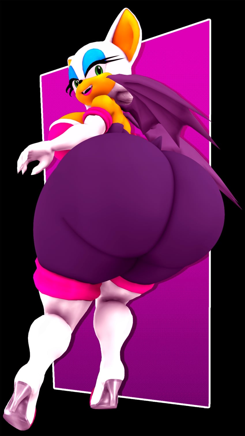 1girls 3d 3d_(artwork) ass ass_focus bat bat_wings big_ass big_boobs big_breasts blue_eyeshadow boobs breasts bubble_butt cindablimp clothing curvaceous curvy curvy_body curvy_figure eyeshadow female_only furry green_eyes huge_ass huge_boobs huge_breasts looking_at_viewer looking_back makeup open_mouth rouge_the_bat sega sfm smile solo solo_female solo_focus sonic_(series) sonic_the_hedgehog_(series) tail thick_thighs thighhighs thighs tits wings