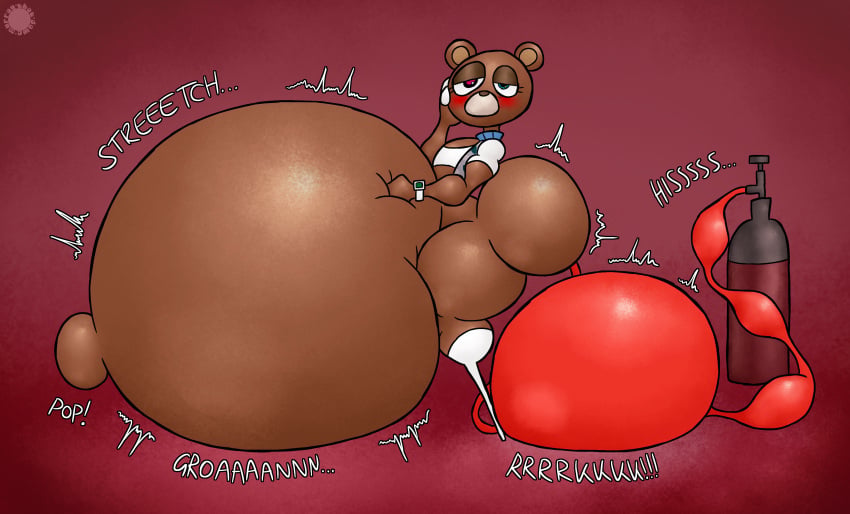 2025 absurd_res air_inflation air_tank anthro artist_logo artist_name bear belly belly_expansion belly_inflation belly_squish big_belly big_butt big_navel blush bottom_heavy bottomless brown_body brown_fur bubble_butt butt camo_jacket claws clock clothed clothing crop_top curvy_figure dropout_bear emanata expansion eyelashes featureless_feet feet flash_emanata footwear fur glistening glistening_belly glistening_butt graduation_(album) half-closed_eyes hand_on_belly hand_on_head heterochromia hi_res hose hose_in_butt hose_inflation huge_belly huge_butt huge_navel hyper hyper_belly inflation jacket kanye_west_(copyright) knee_highs knee_socks legwear logo male mammal mascot narrowed_eyes navel onomatopoeia outie_navel red_background shirt side_butt signature simple_background snout socks solo sound_effects squish text thatdawgmurray thick_thighs topwear tube watch watermark white_clothing white_crop_top white_footwear white_socks white_topwear