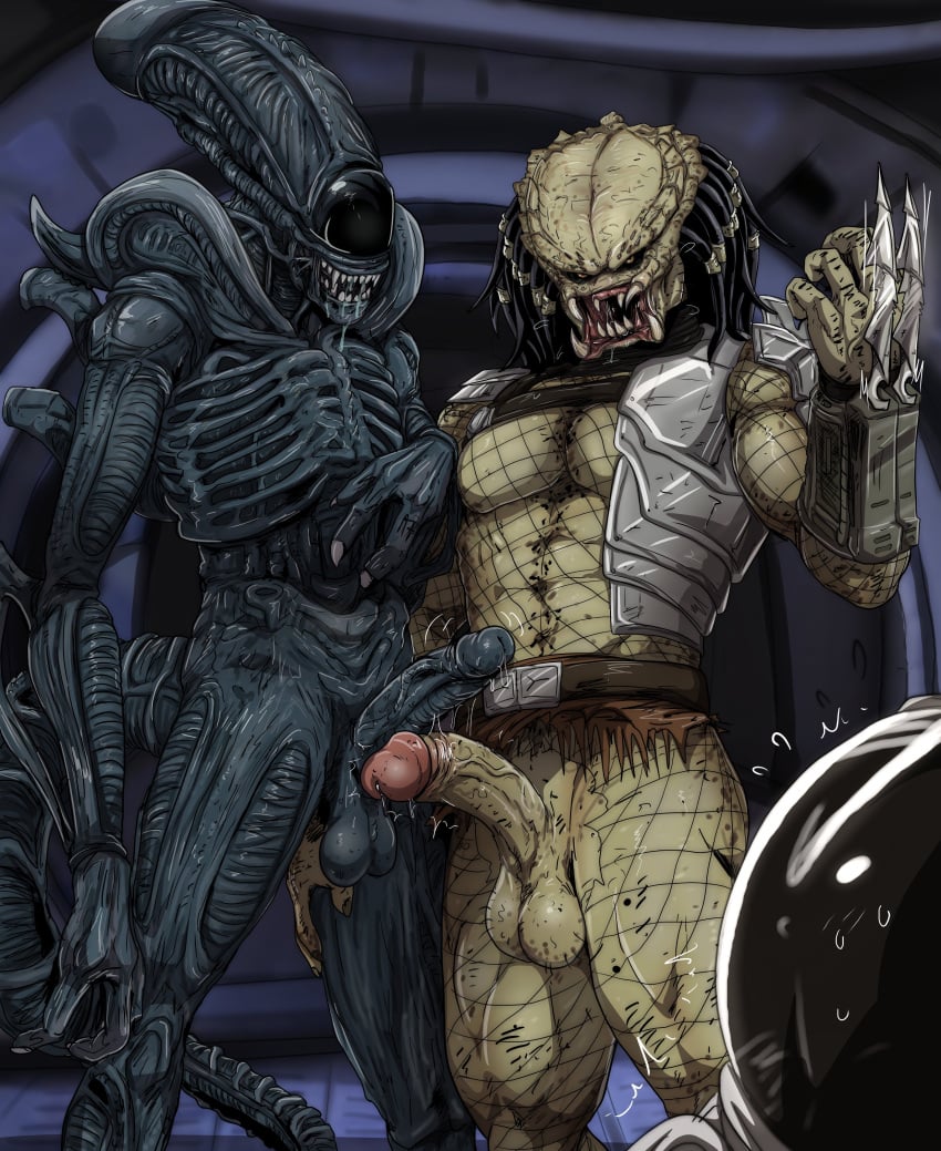 alien alien_(franchise) alien_boy alien_vs_predator balls gay humanoid humanoid_genitalia humanoid_penis male_only male_xenomorph penis predator_(franchise) teastuff xenomorph yautja