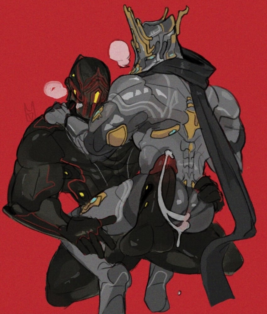 after_anal after_orgasm after_sex armor armored armored_male armored_sex athletic athletic_male back_view balls ballsack black_armor black_scarf boner character_request cowgirl_position cum cum_in_ass cum_on_penis erect erect_penis erection excalibur_(warframe) excalibur_umbra_(warframe) faceless faceless_character faceless_male gay gay_male grabbing_shoulders helmet helmet_covering_face holding holding_ass holding_butt holding_legs long_scarf looking_back male male/male male_focus male_only mask masked masked_male matsuraoni penis_out scarf simple_background sitting sitting_on_lap sitting_on_person squatting squatting_cowgirl_position stalker_(warframe) steam steamy_breath testicles warframe white_armor