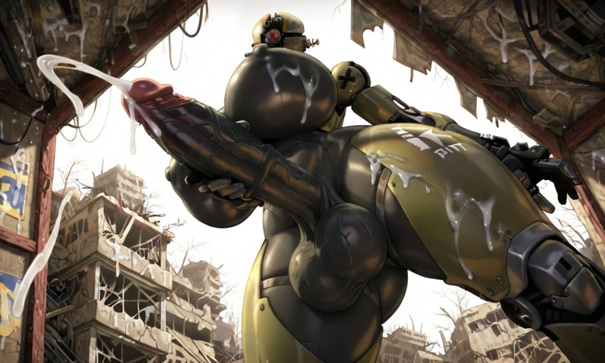 ai_generated assaultron assaultron_(fallout) cum fallout fallout_4 futanari