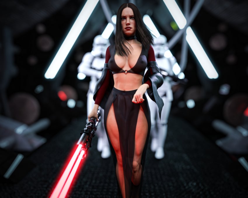 1girls 3d absurd_res absurdres daisy_ridley drinkerofskies female rey sith_rey star_wars tagme thighs visible_nipples