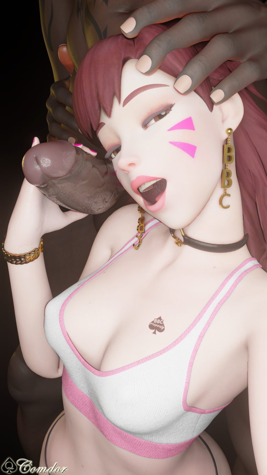 3d blacked comdor d.va dark-skinned_male dark_skin hana_song horny_female interracial overwatch petite_female qos qos_tattoo queen_of_spades snowbunny submissive_female