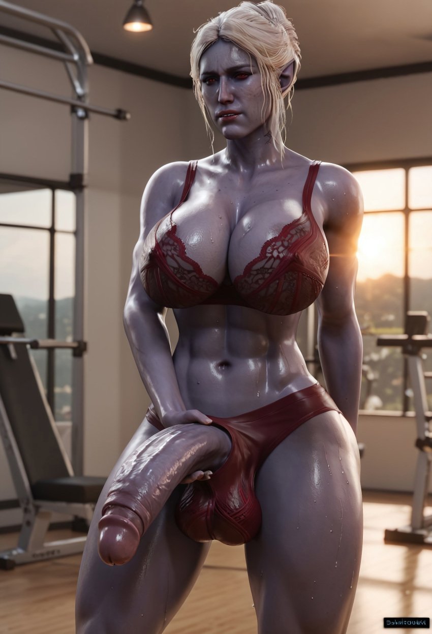 1futa 2d abs ai_generated athletic athletic_futanari baldur's_gate baldur's_gate_3 big_balls big_breasts big_penis bra dark-skinned_futanari dark_skin drow futa_only futanari grey_skin hi_res highres huge_breasts huge_cock lingerie long_penis looking_at_viewer masturbation minthara muscles muscular muscular_futanari muscular_legs panties red_eyes solo standing veiny_penis white_hair