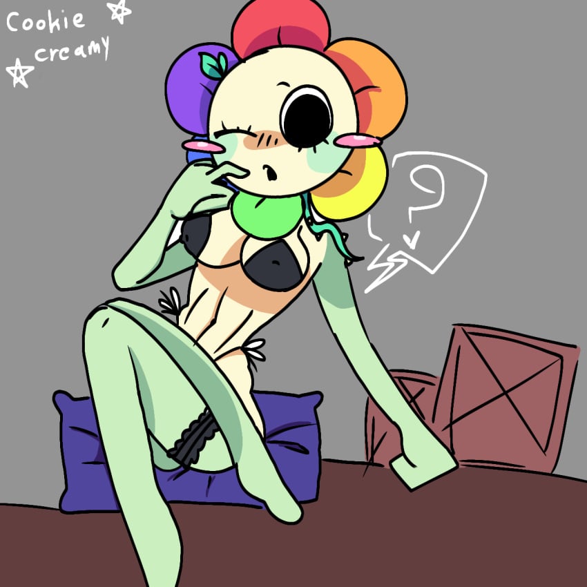 bikini blush cookiecreamy dandy's_world dandy_(dandy's_world) genderbend green_blush petals rule_63