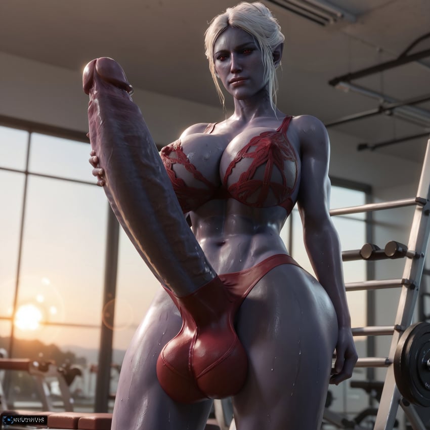 1futa 2d abs ai_generated athletic athletic_futanari baldur's_gate baldur's_gate_3 big_balls big_breasts big_penis bra dark-skinned_futanari dark_skin drow erection futa_only futanari grey_skin hi_res highres huge_breasts huge_cock hyper_penis lingerie long_penis looking_at_viewer masturbation minthara muscles muscular muscular_futanari panties red_eyes solo standing veiny_penis white_hair