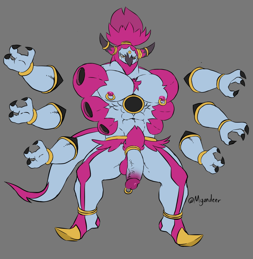 balls cock_ring flaccid hoopa hoopa_(unbound) male male_only morga-deer muscles muscular nintendo nude penis penis_piercing pokemon solo solo_male