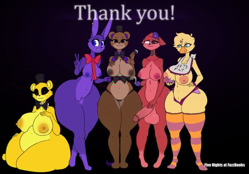 anthro avian bear bird bonnie_(fnaf) canid canine chica_(fnaf) chicken female five_nights_at_freddy's five_nights_at_fuzzboob's fox foxy_(fnaf) freddy_(fnaf) futanari genderswap_(mtf) glazed_(artist) golden_freddy_(fnaf) group intersex intersex/female lagomorph leporid rabbit rule_63 scottgames sex tagme