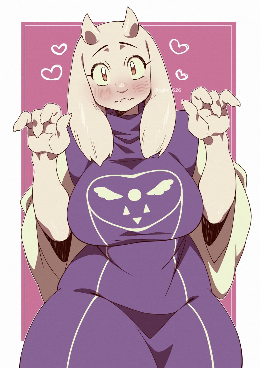 1girls big_breasts blush female female_only fully_clothed furry goat_girl horns kgim_626 long_ears milf thick_thighs toriel undertale undertale_(series)