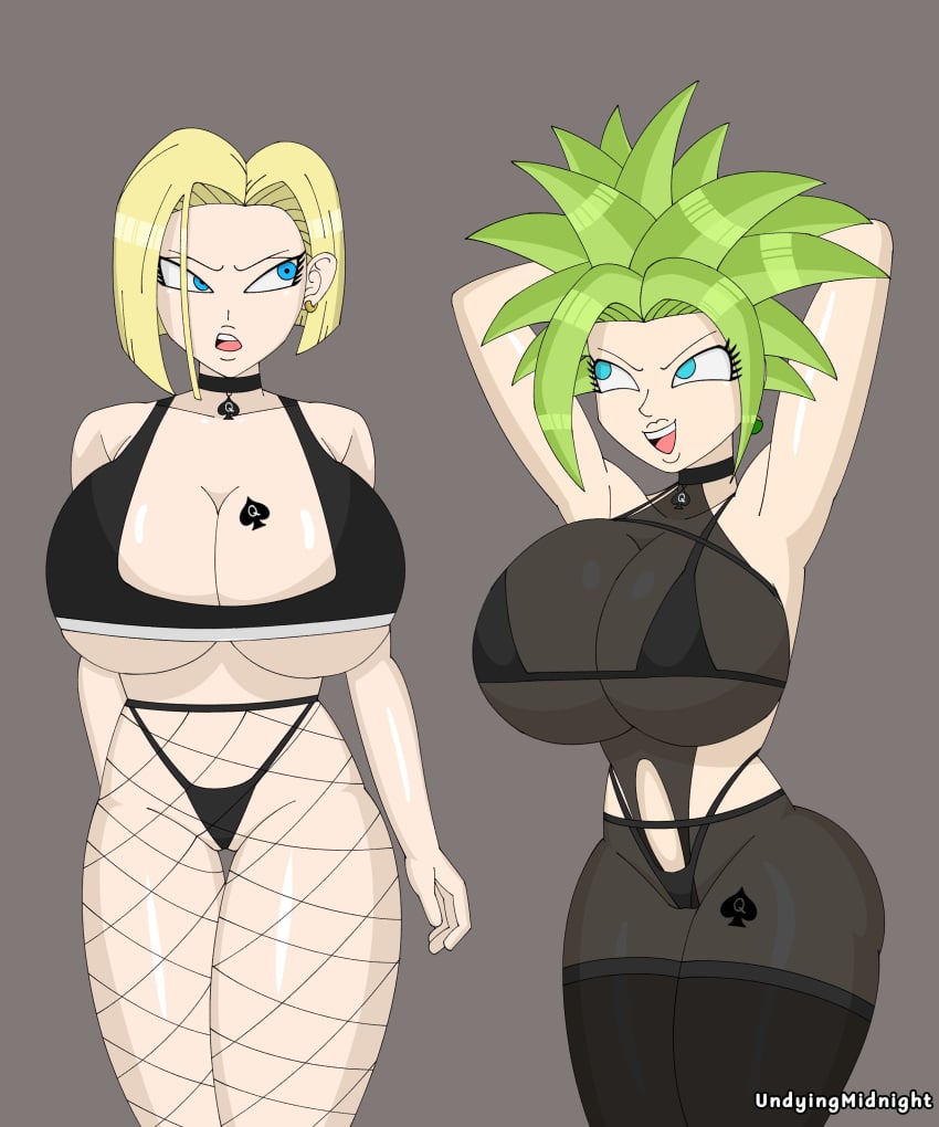 2girls android android_18 big_breasts blonde_female blonde_hair blonde_hair_female breasts clothed clothed_female cyborg cyborg_girl dragon_ball dragon_ball_super dragon_ball_z kefla light-skinned_female light_skin long_hair midnightundying_(artist) queen_of_spades queen_of_spades_symbol queen_of_spades_tattoo saiyan saiyan_girl short_hair spiky_hair straight_hair super_saiyan super_saiyan_2 tattoos venomart500