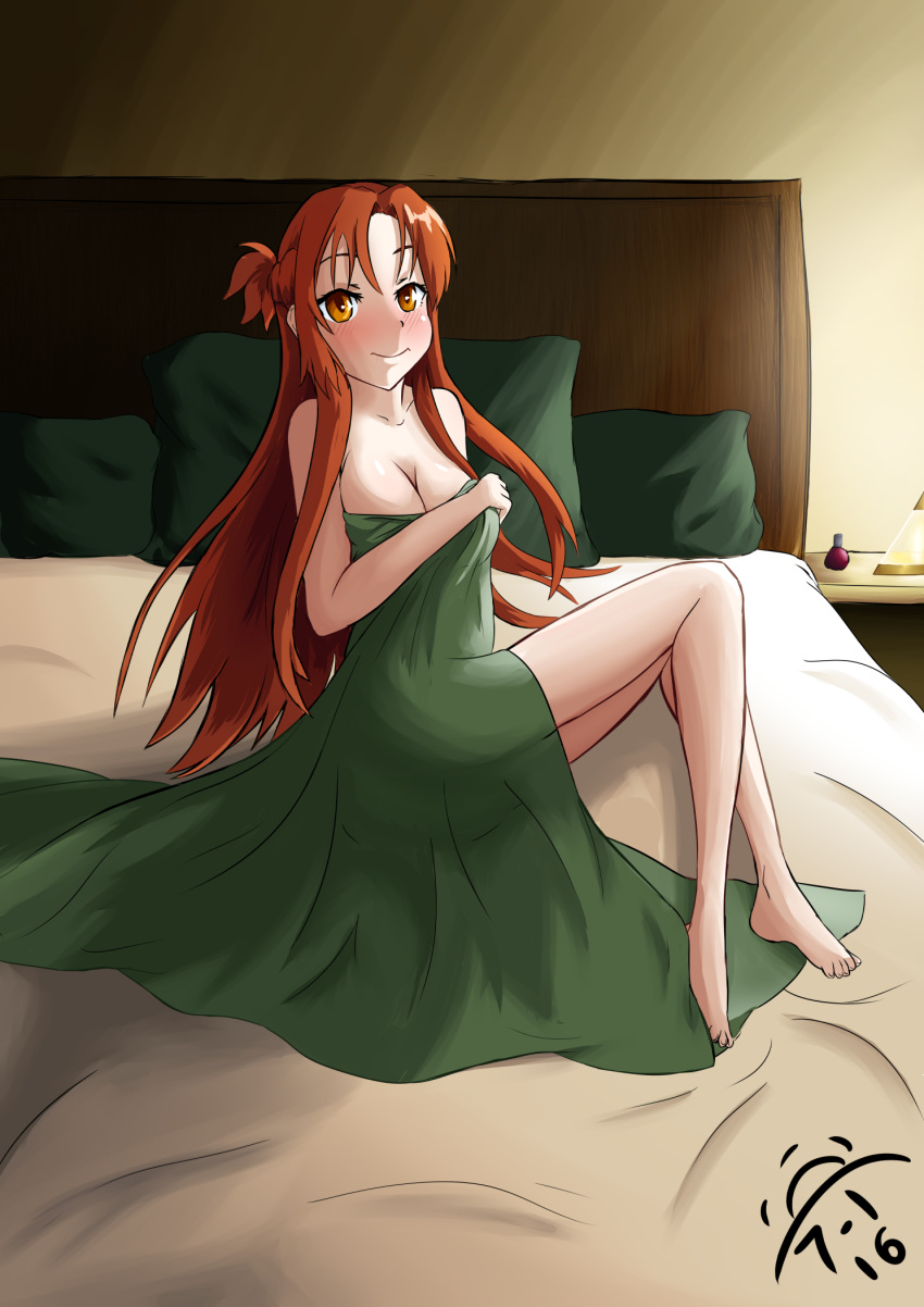 aincrad female_only healing_potion modesty_bedsheet nude perverted-dan-hibiki solo sword_art_online yuuki_asuna