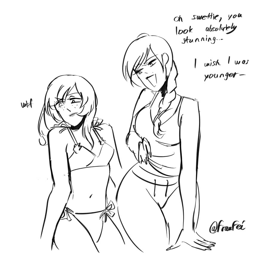 age_difference big_ass big_breasts bikini blonde_female blonde_hair breasts female female_only flirting friends large_breasts large_thighs mature_female milf mom_bod mommy mommy_kink no_sex older_female skinny_female skinny_girl swimsuit teenage_girl teenage_tits teenager thighs wide_hips younger_female